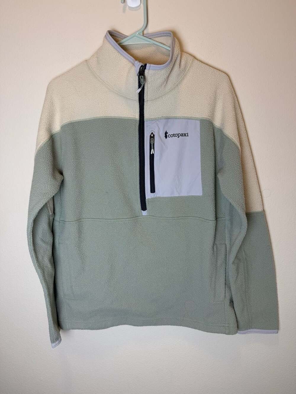 Cotopaxi Abrazo Half-Zip Fleece Jacket Size M Green Cream Pullover